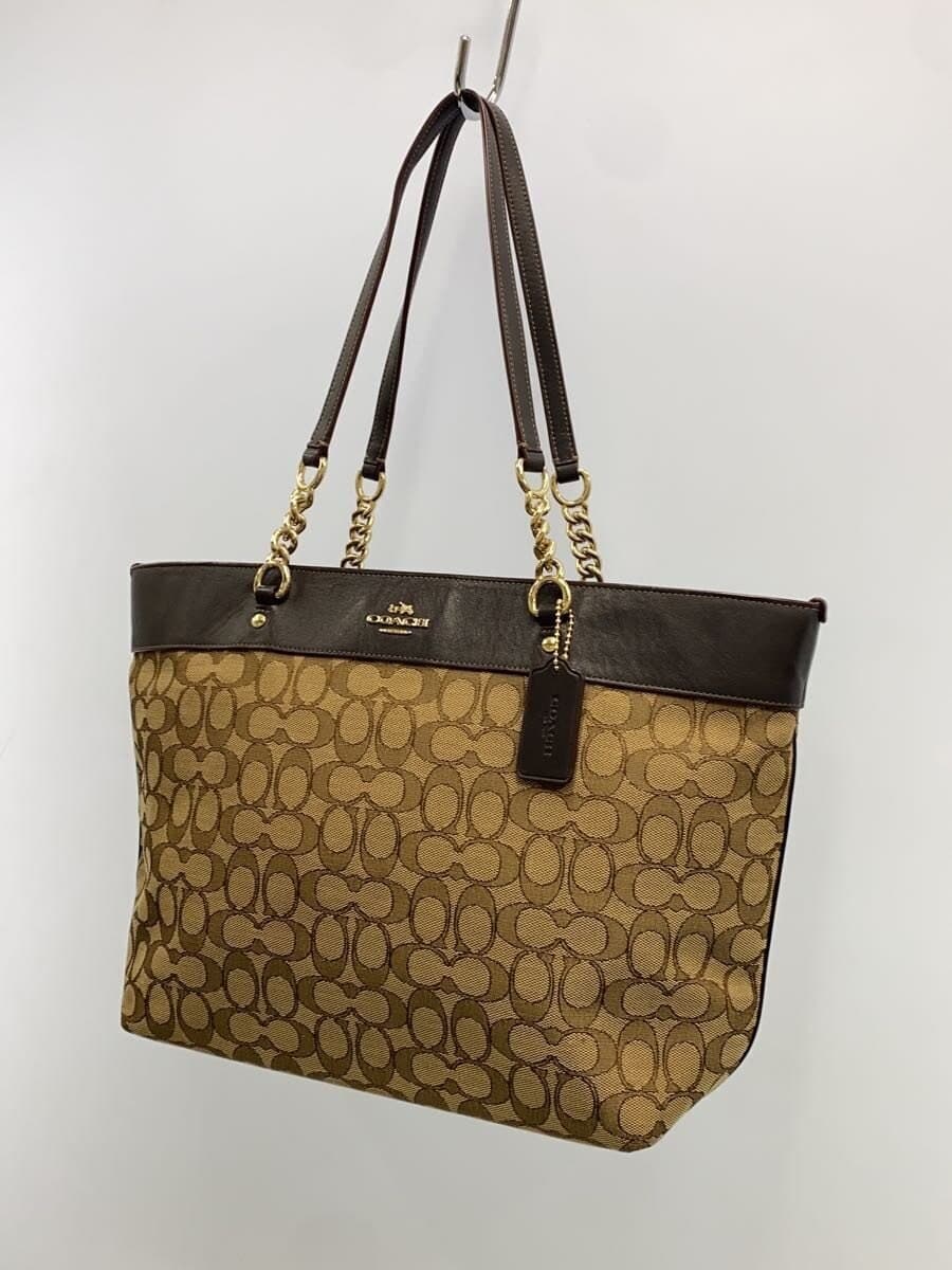 COACH tote bag canvas BEG all-over pattern 2