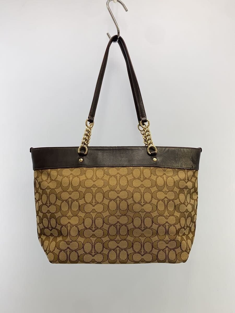 COACH tote bag canvas BEG all-over pattern 3