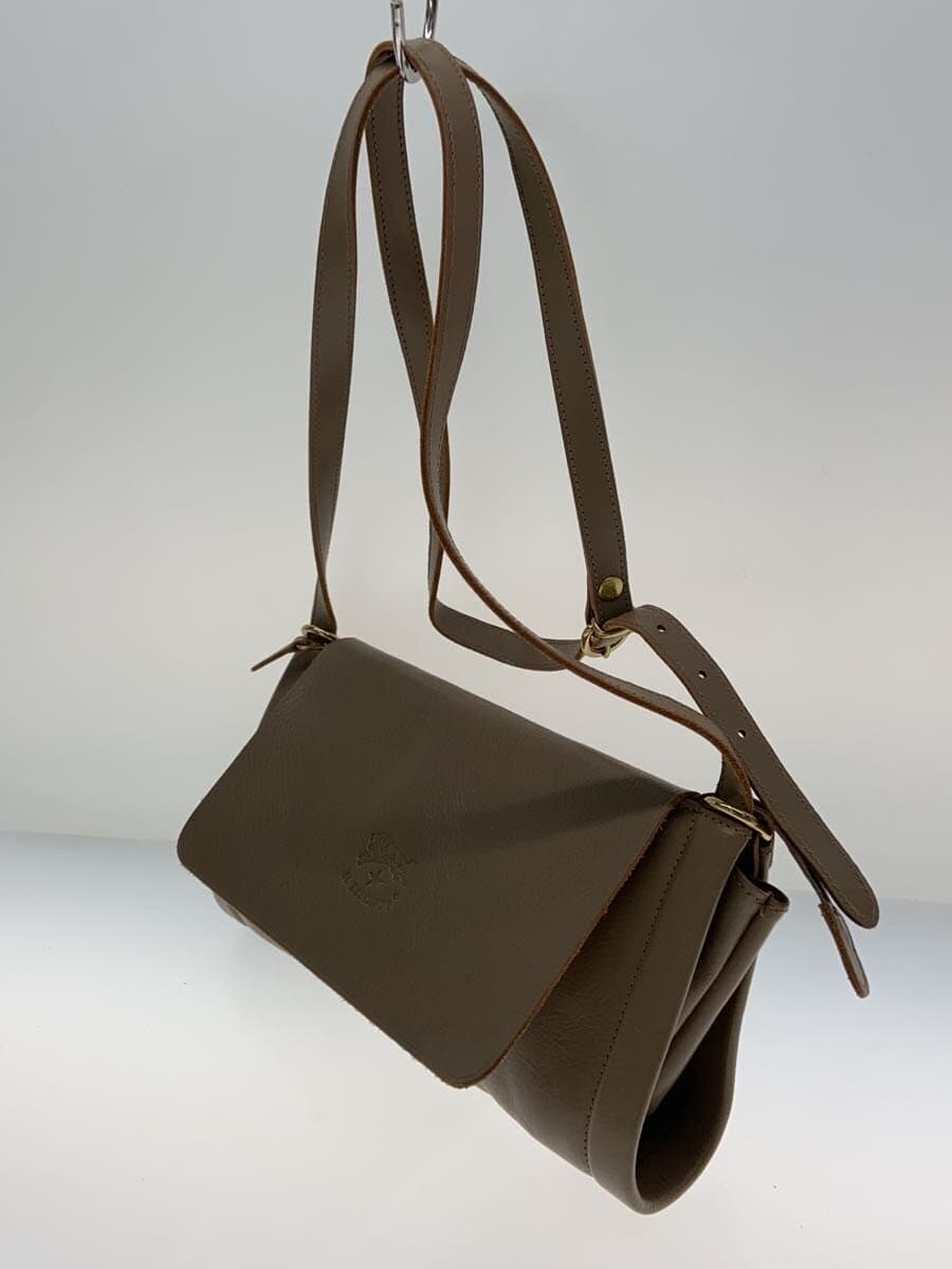 IL BISONTE Shoulder Bag Leather Gray Solid Color 2