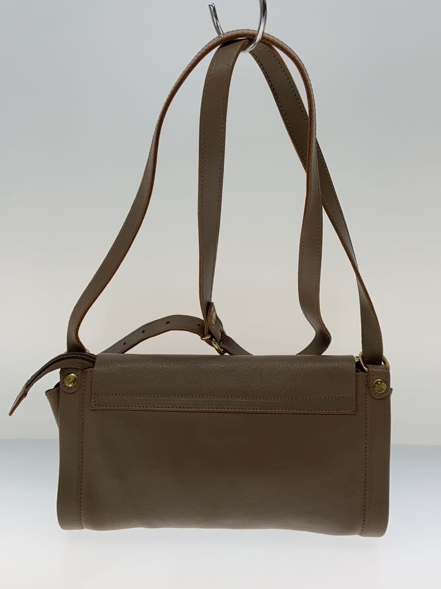 IL BISONTE Shoulder Bag Leather Gray Solid Color 3