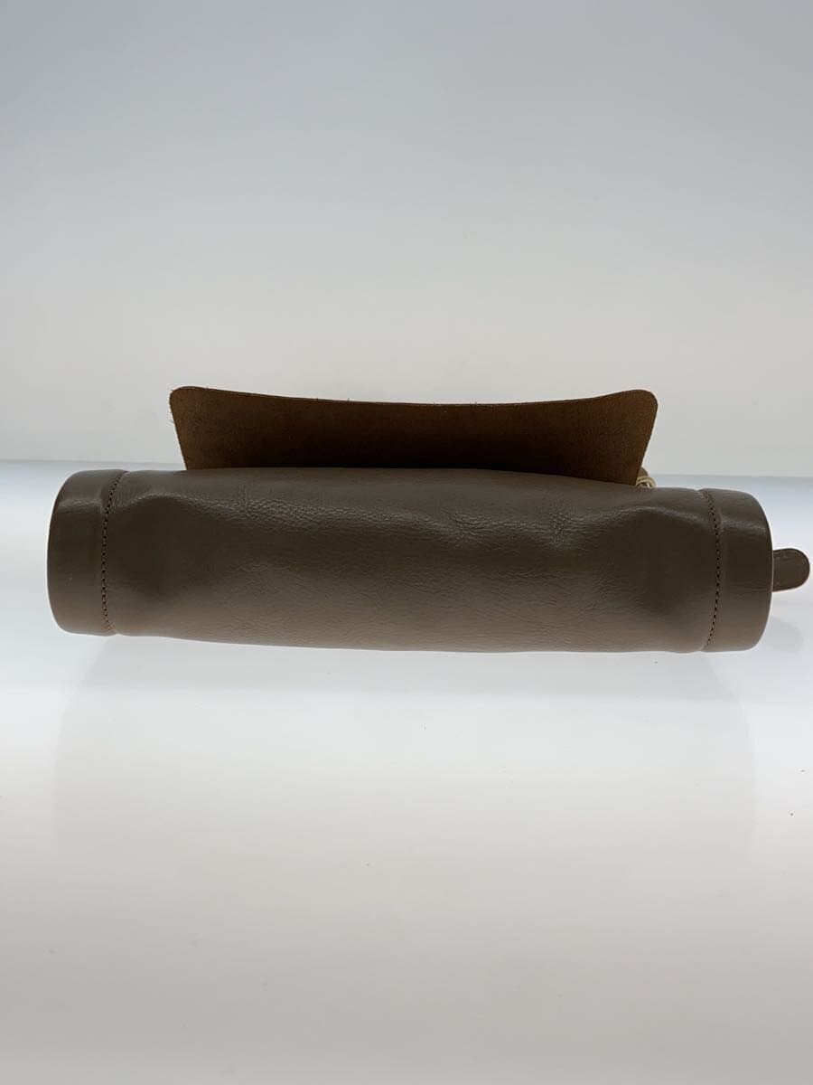 IL BISONTE Shoulder Bag Leather Gray Solid Color 4