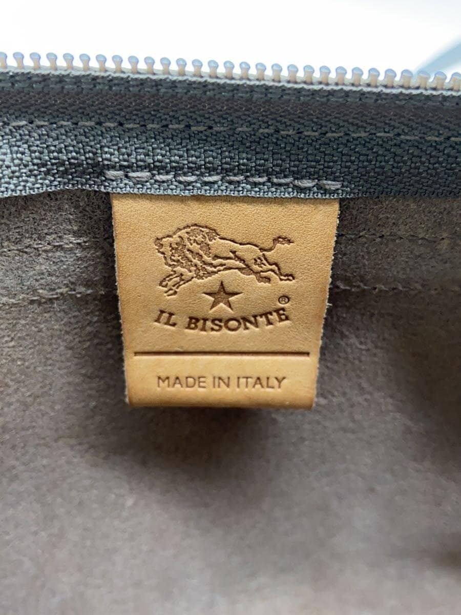 IL BISONTE Shoulder Bag Leather Gray Solid Color 5