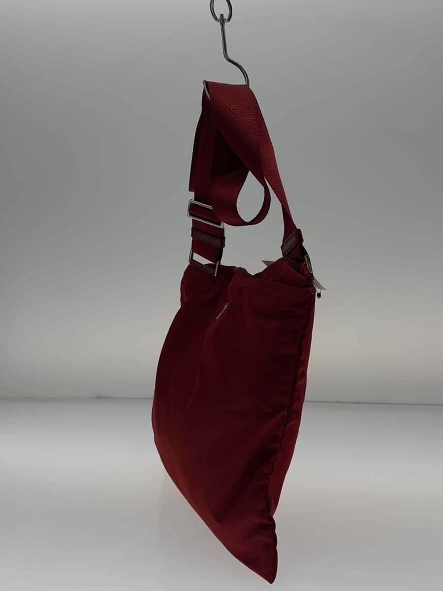 PRADA Shoulder Bag Nylon RED Solid Shoulder Part With Stain 2