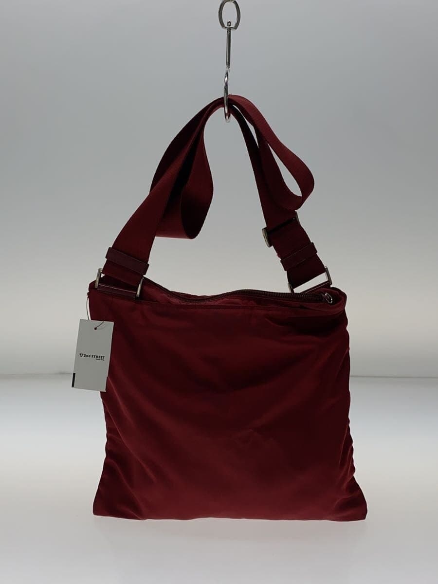 PRADA Shoulder Bag Nylon RED Solid Shoulder Part With Stain 3