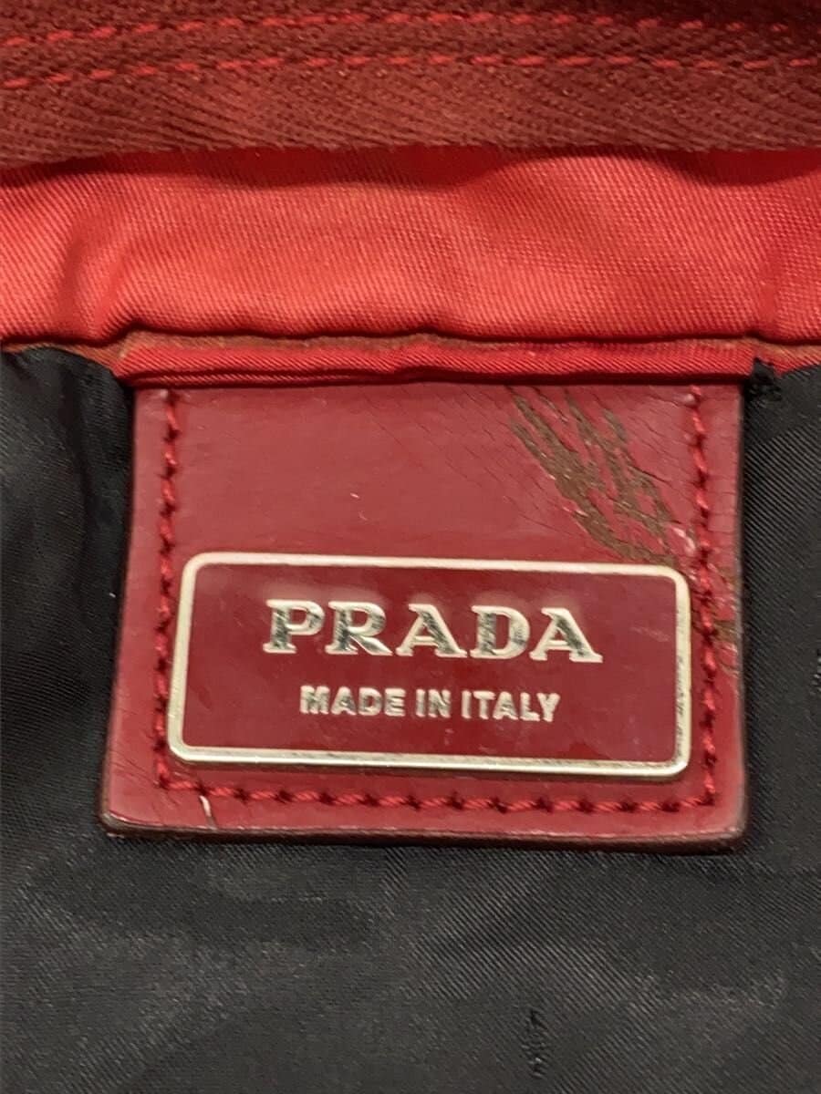 PRADA Shoulder Bag Nylon RED Solid Shoulder Part With Stain 5