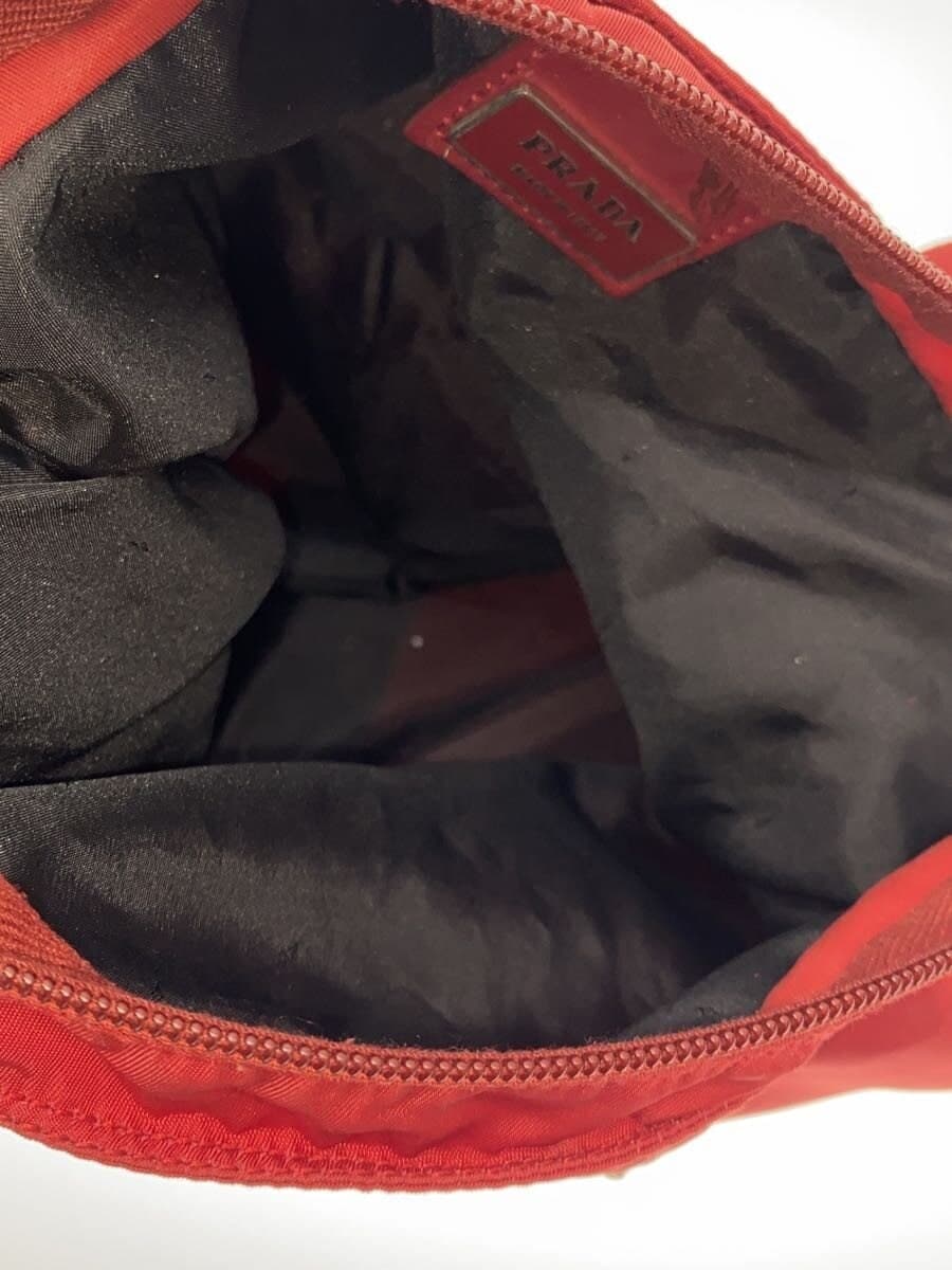 PRADA Shoulder Bag Nylon RED Solid Shoulder Part With Stain 6
