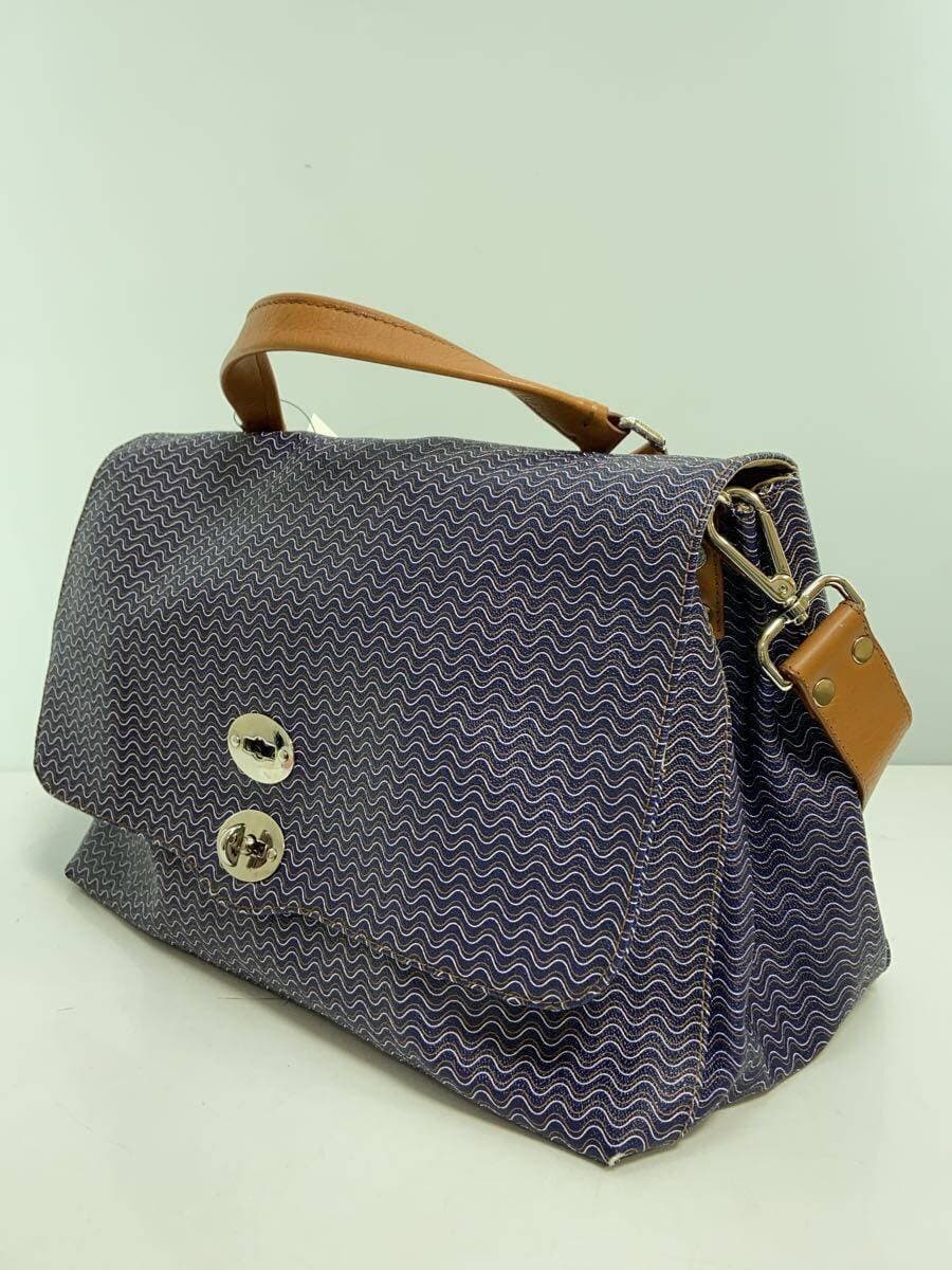 ZANELLATO Bag Leather NVY All Over Pattern Wave Pattern 2