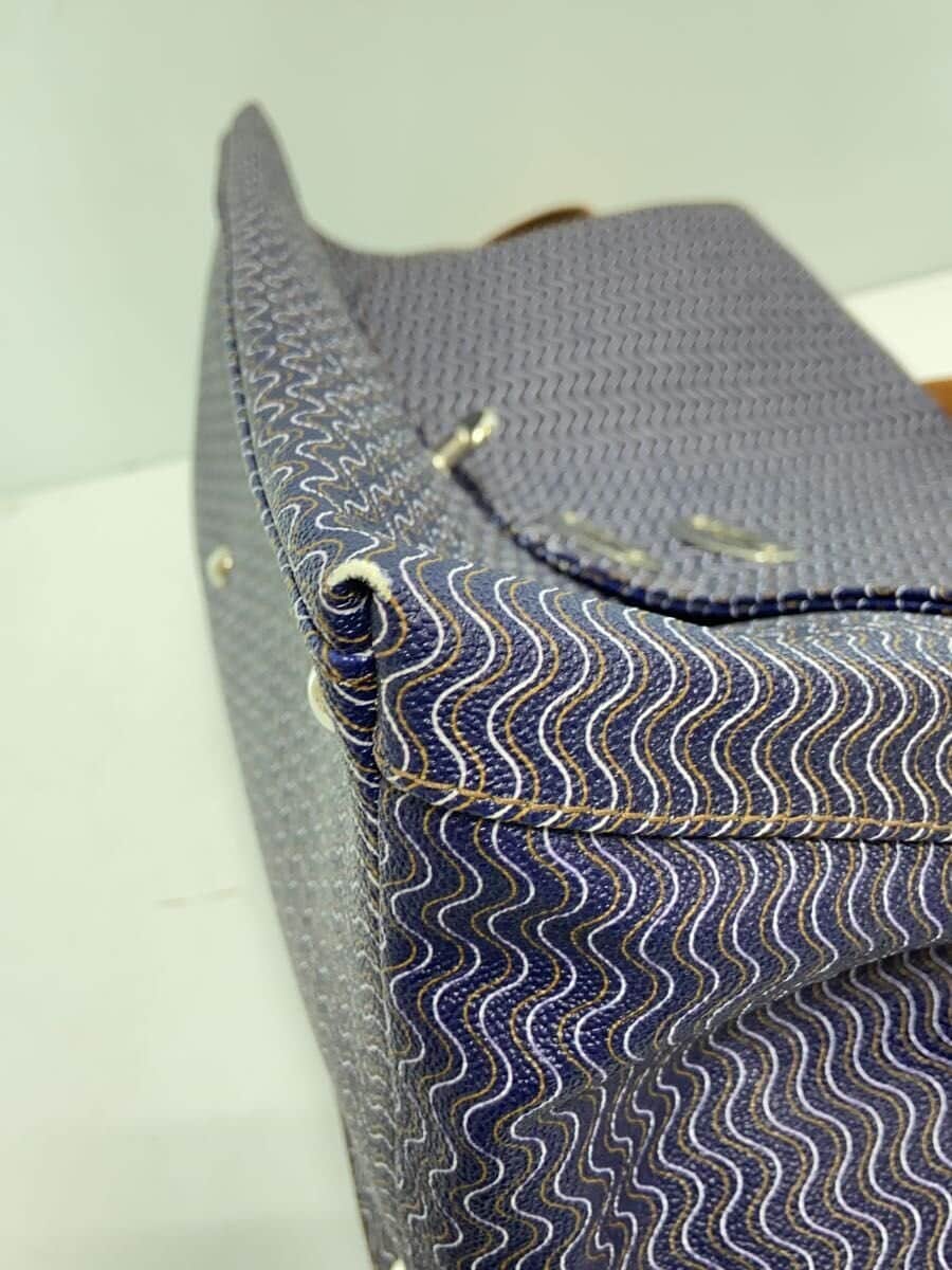ZANELLATO Bag Leather NVY All Over Pattern Wave Pattern 7