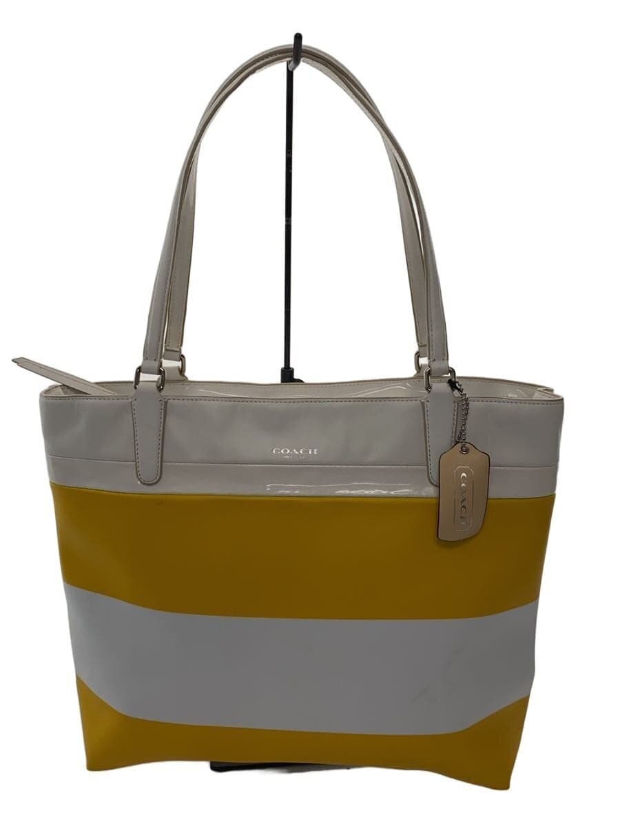 COACH Tote Bag PVC WHT Border Stripe 30512