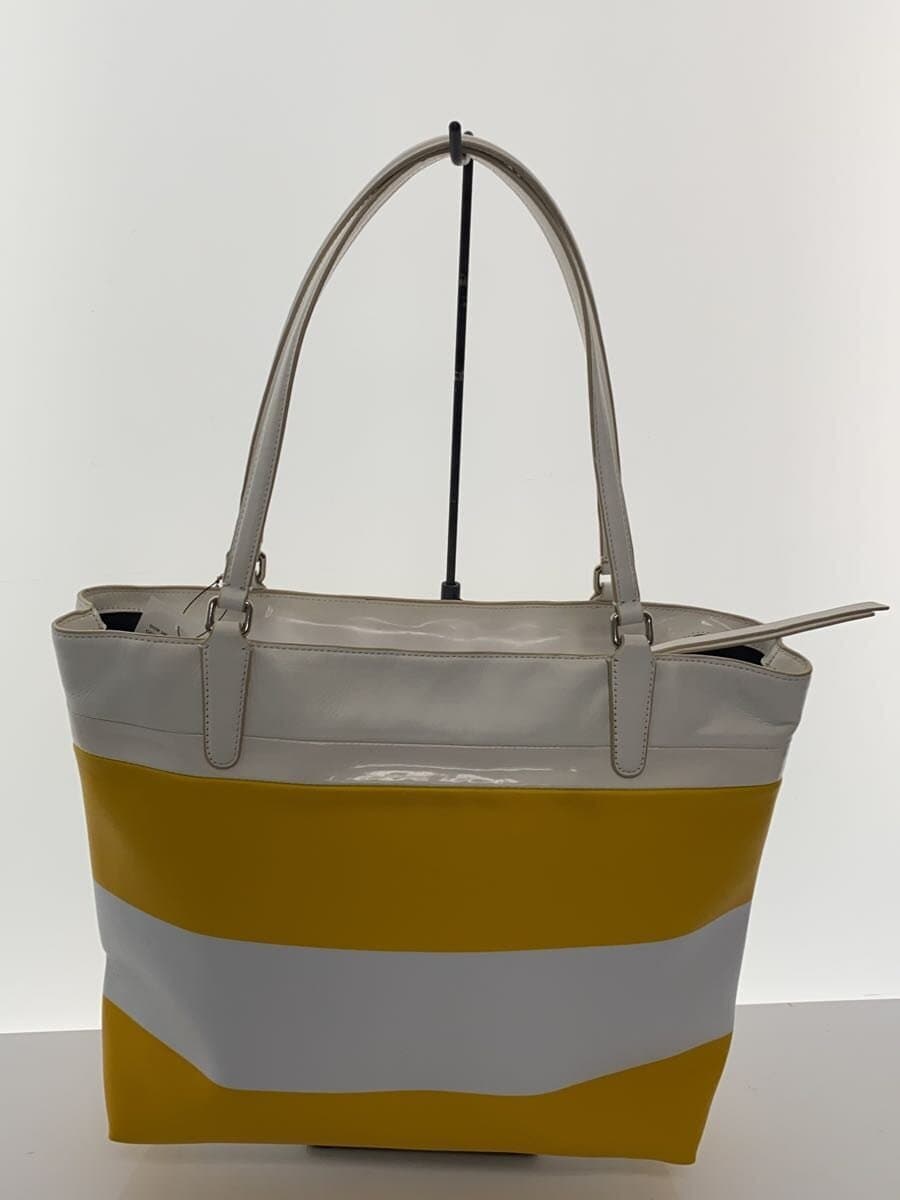 COACH Tote Bag PVC WHT Border Stripe 30512 3
