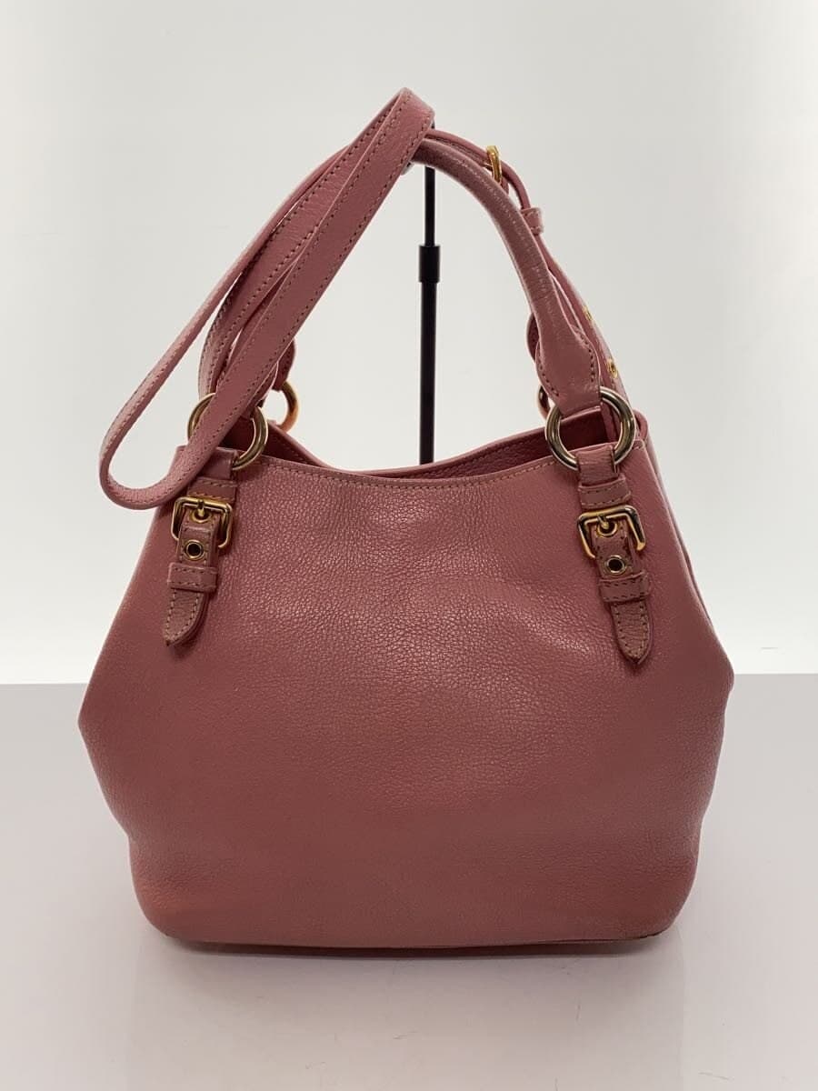 MIU MIU Madras 2-Way Tote Bag Leather PNK RN0886 3