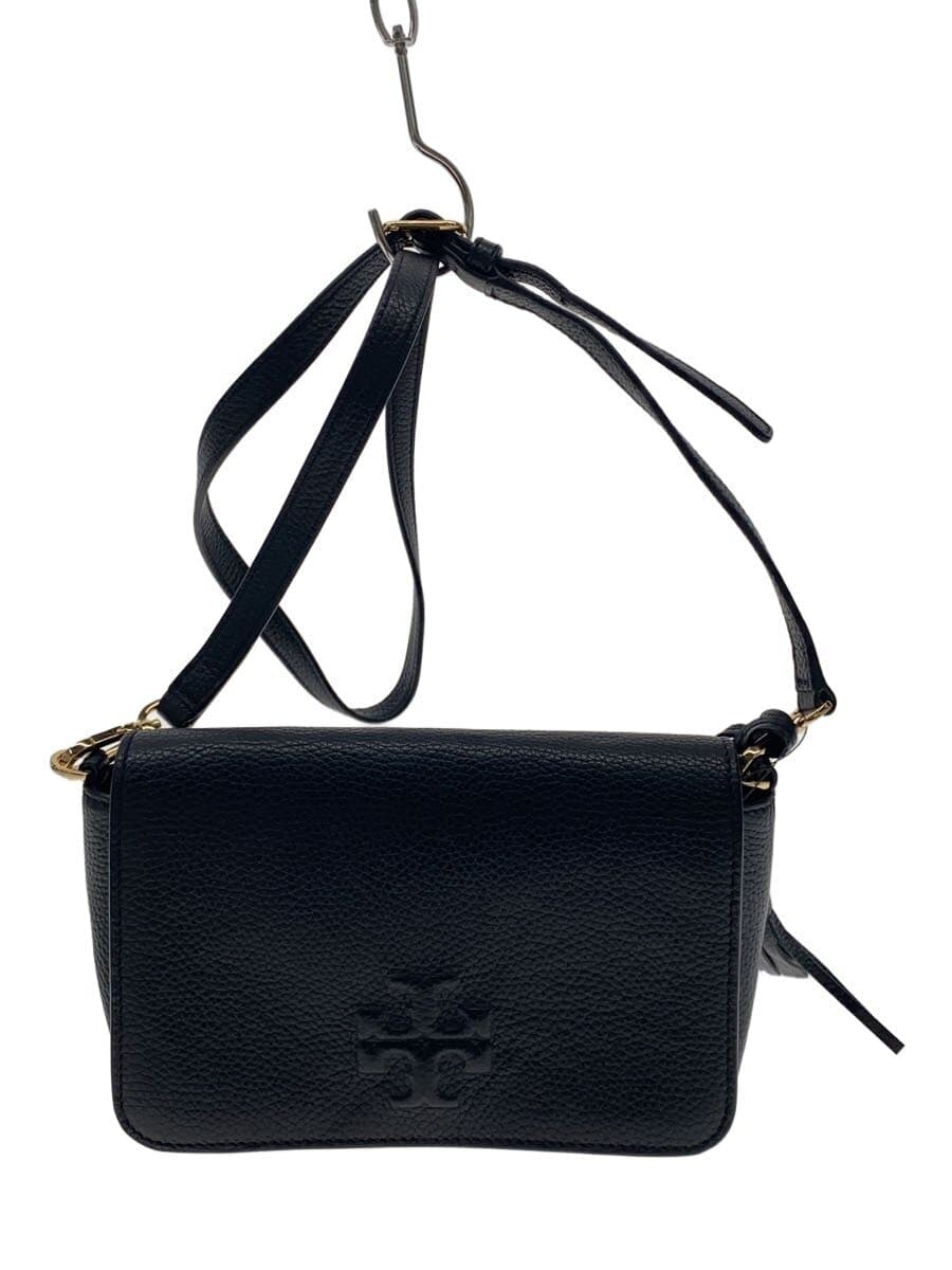 TORY BURCH Shoulder Bag Leather BLK Solid Color