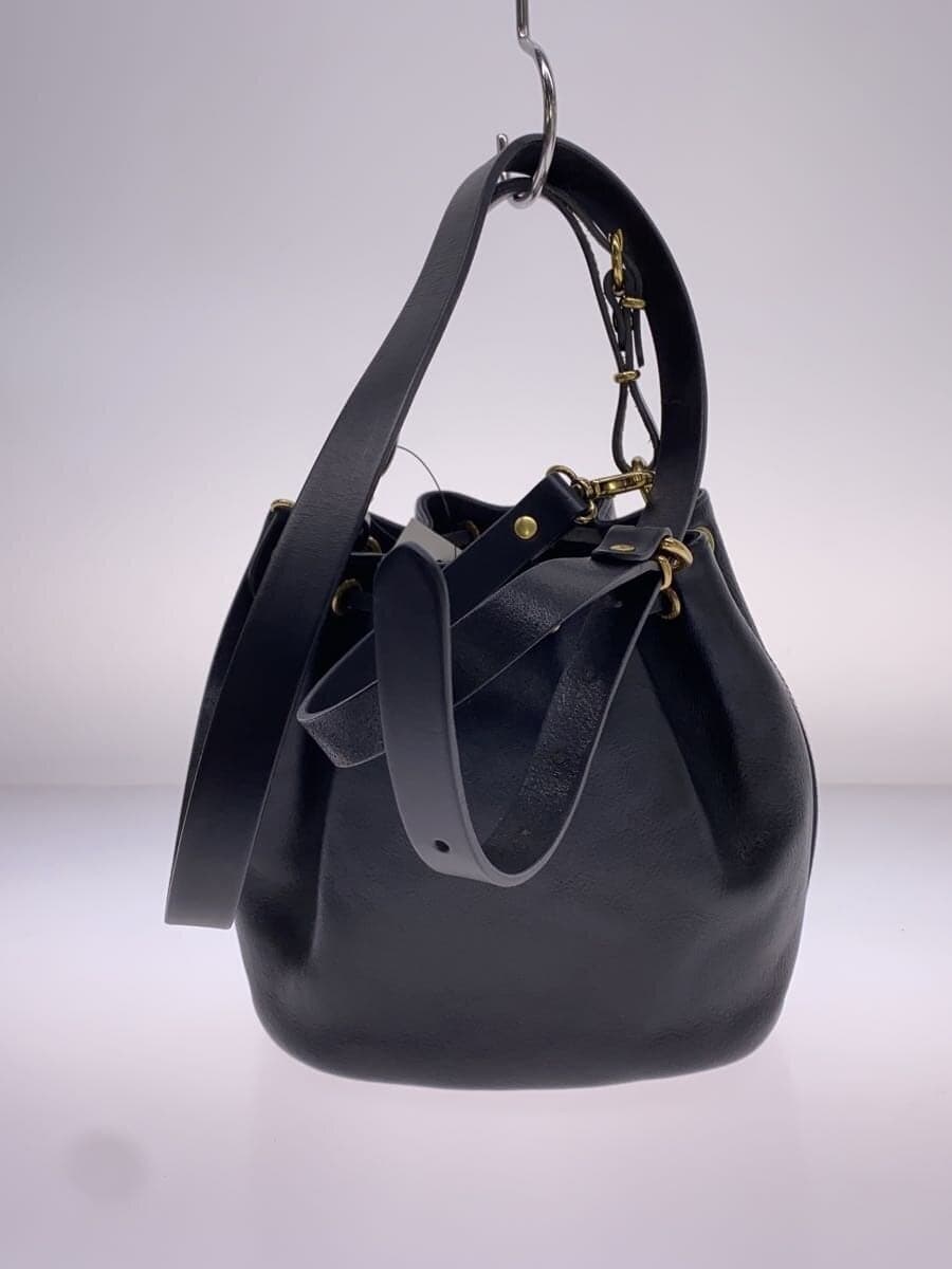 IL BISONTE drawstring shoulder bag leather BLK plain 3