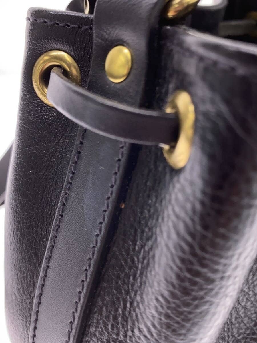 IL BISONTE drawstring shoulder bag leather BLK plain 7