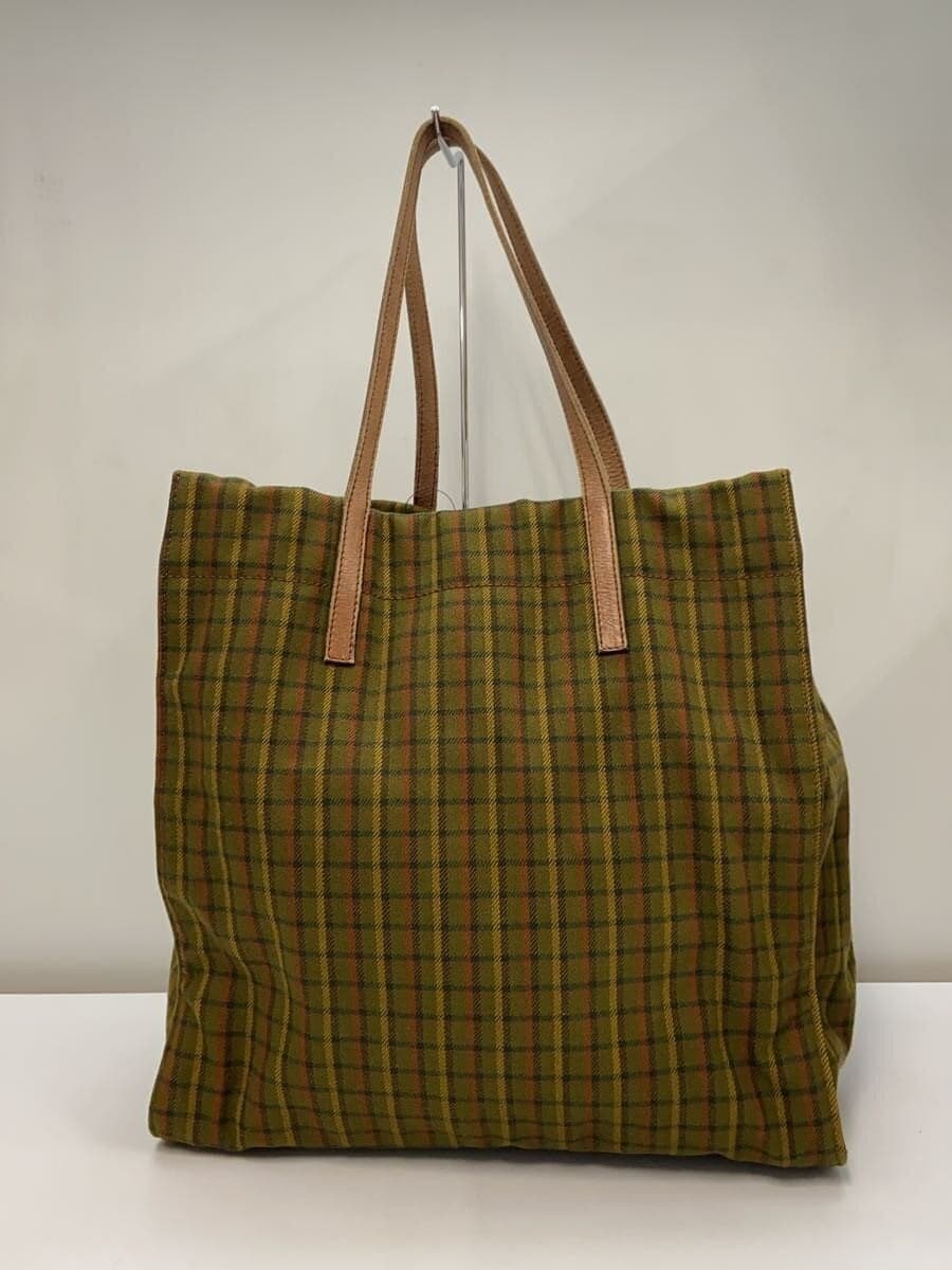 MIU MIUMIU MIU Miu Miu Tote Bag Wool GRN Check 3