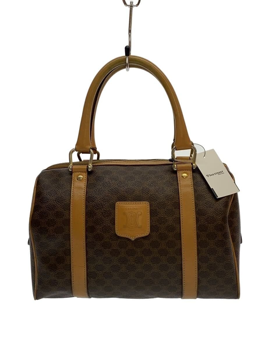 CELINE Boston Bag Leather BRW All-over Print M11