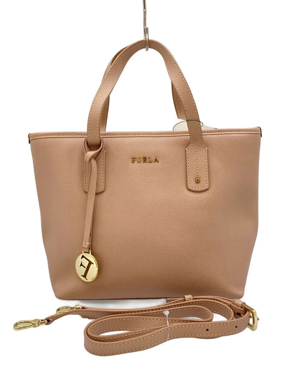 FURLA Handbag Leather Pink Solid Color
