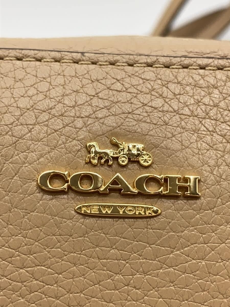 COACH Shoulder Bag Leather BEG Solid Color 87734 5