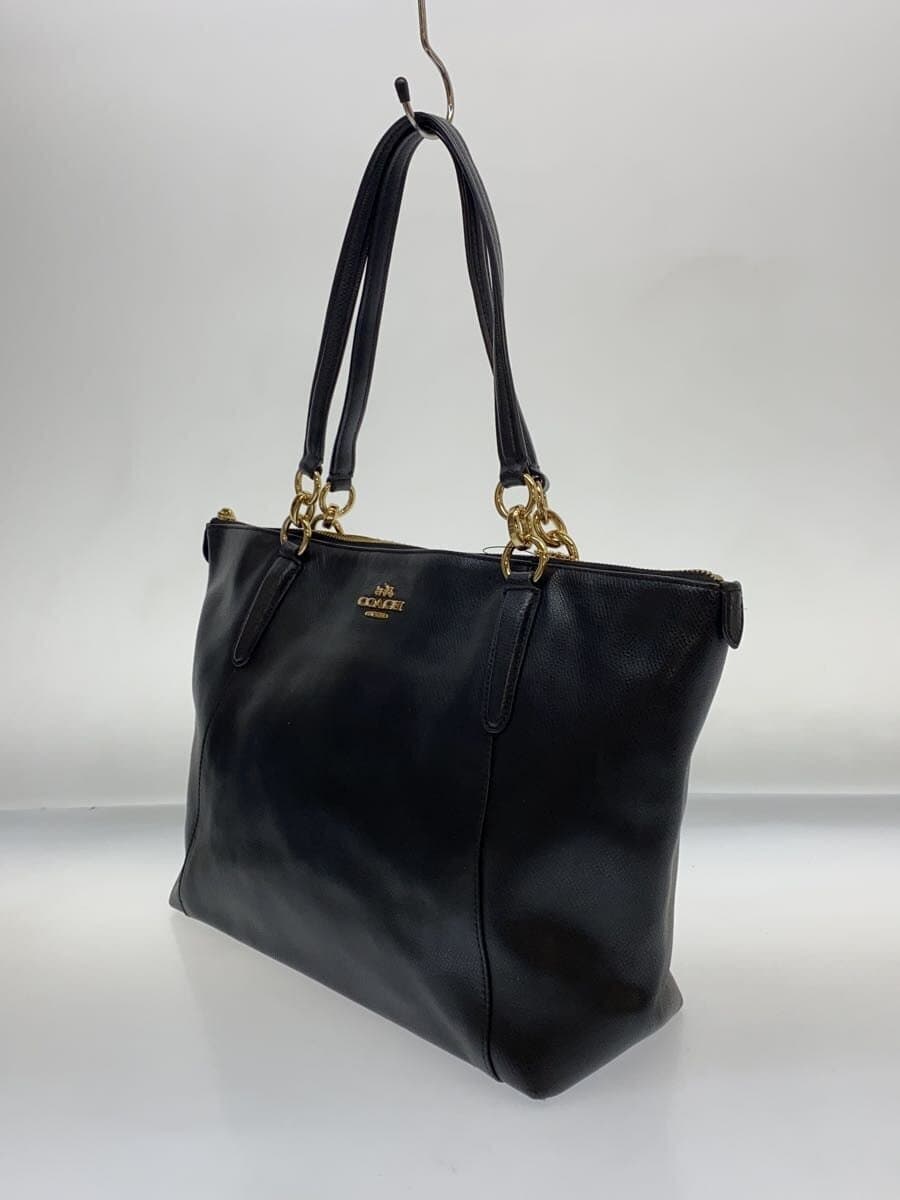 COACH Tote Bag Leather Black Solid Color F35808 2