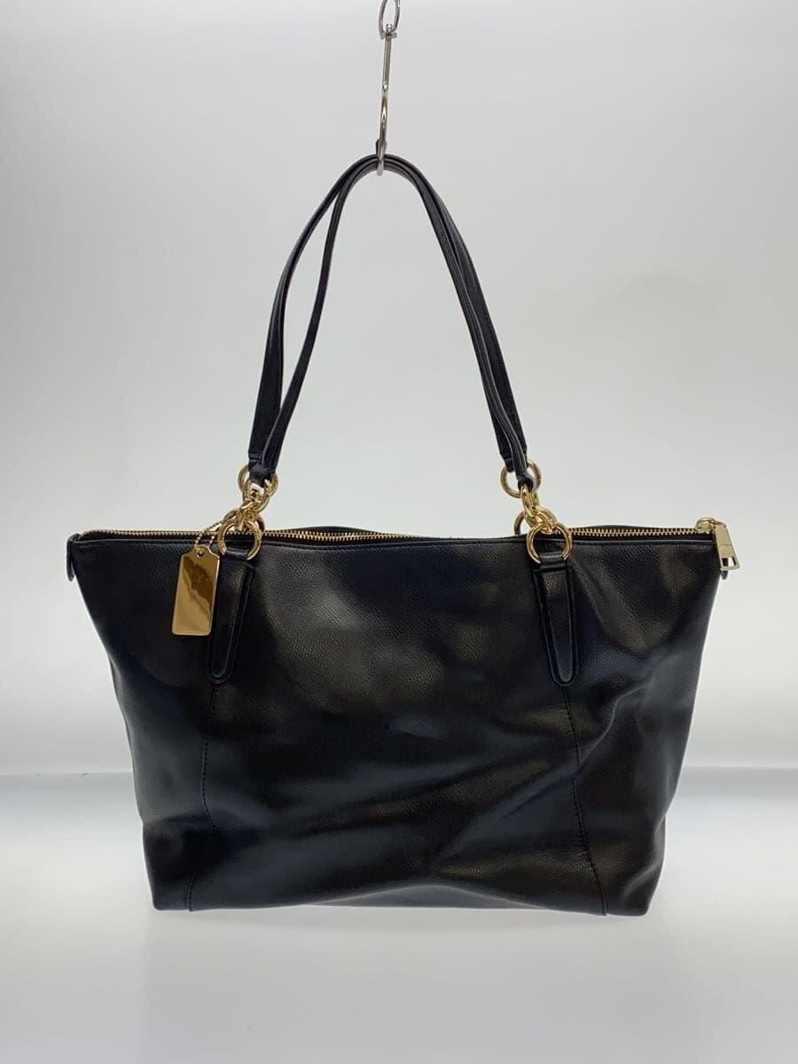 COACH Tote Bag Leather Black Solid Color F35808 3