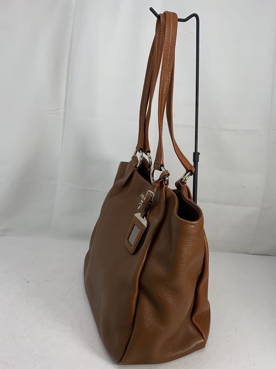 PRADA Tote Bag Leather BRW Solid 2