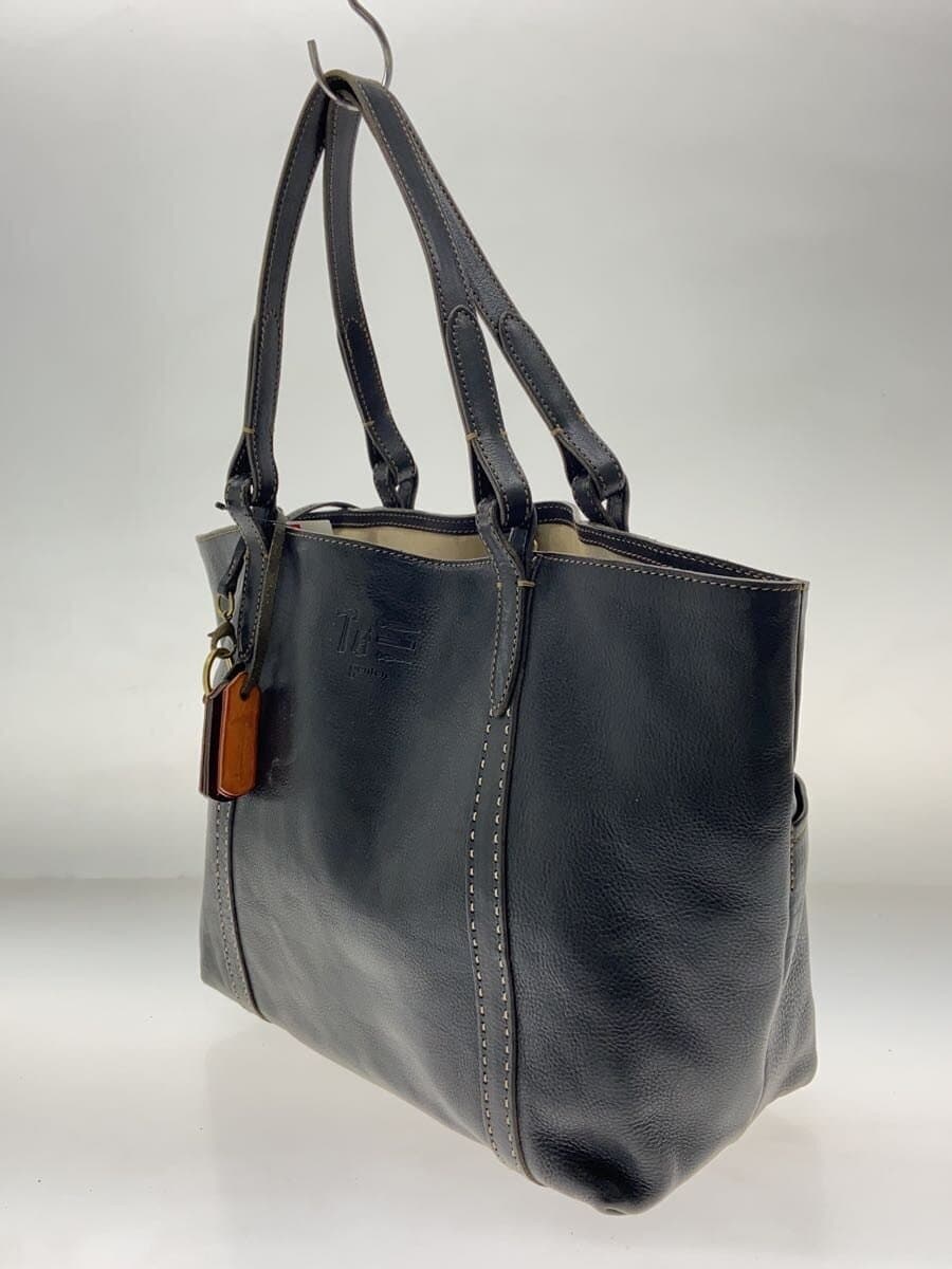 GENTEN Tote Bag Leather Black Plain 2