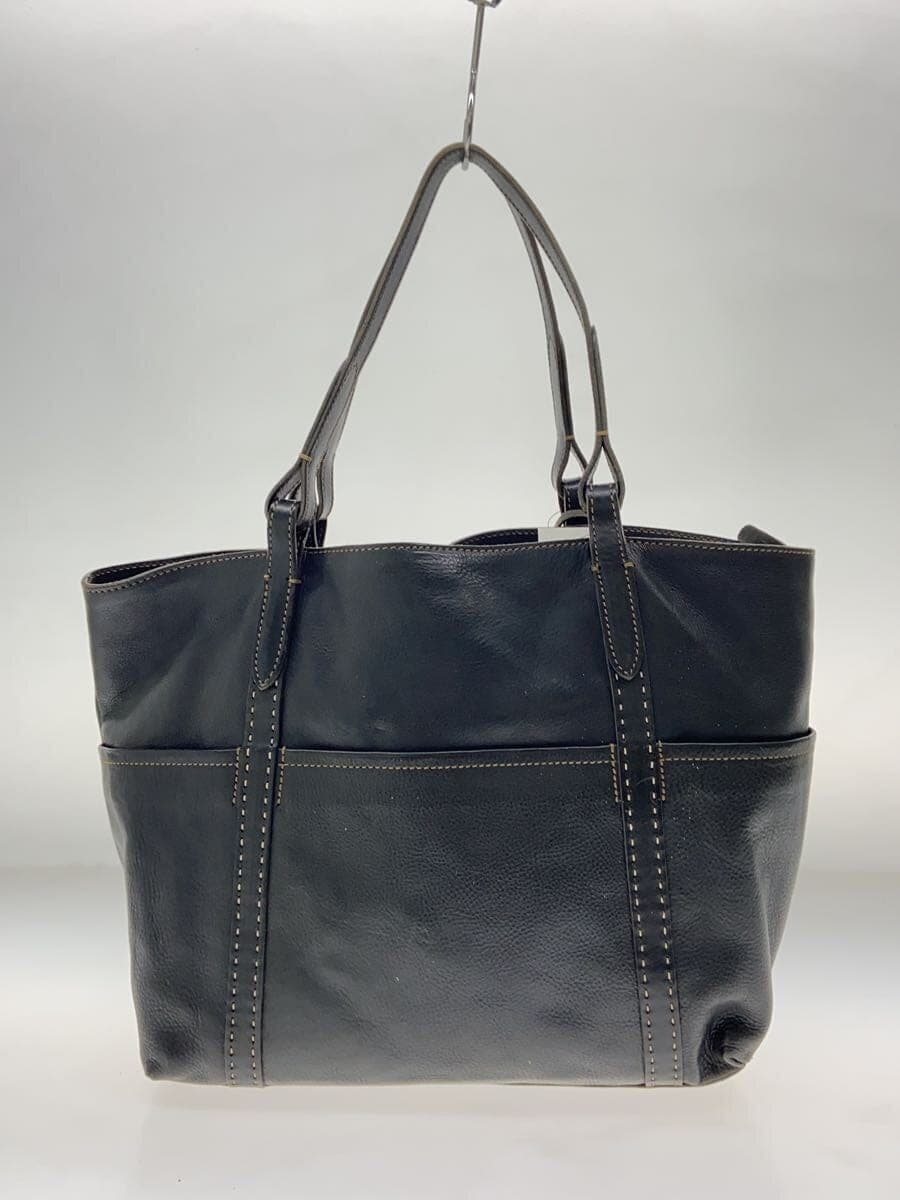 GENTEN Tote Bag Leather Black Plain 3