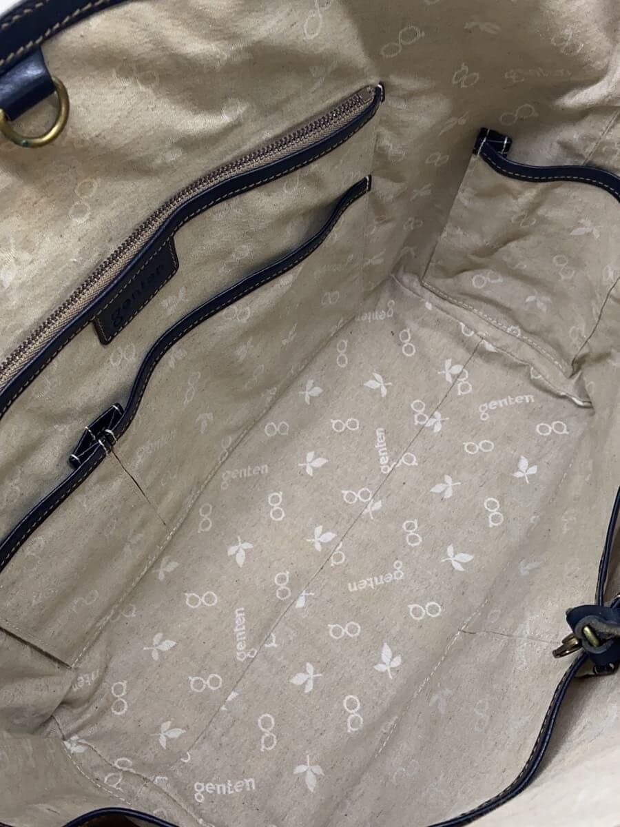 GENTEN Tote Bag Leather Black Plain 6