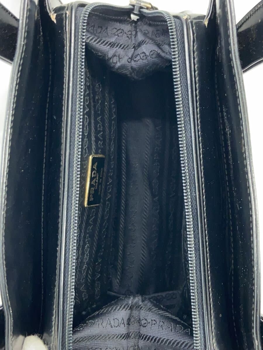 PRADA Handbag Patent Leather BLK 6