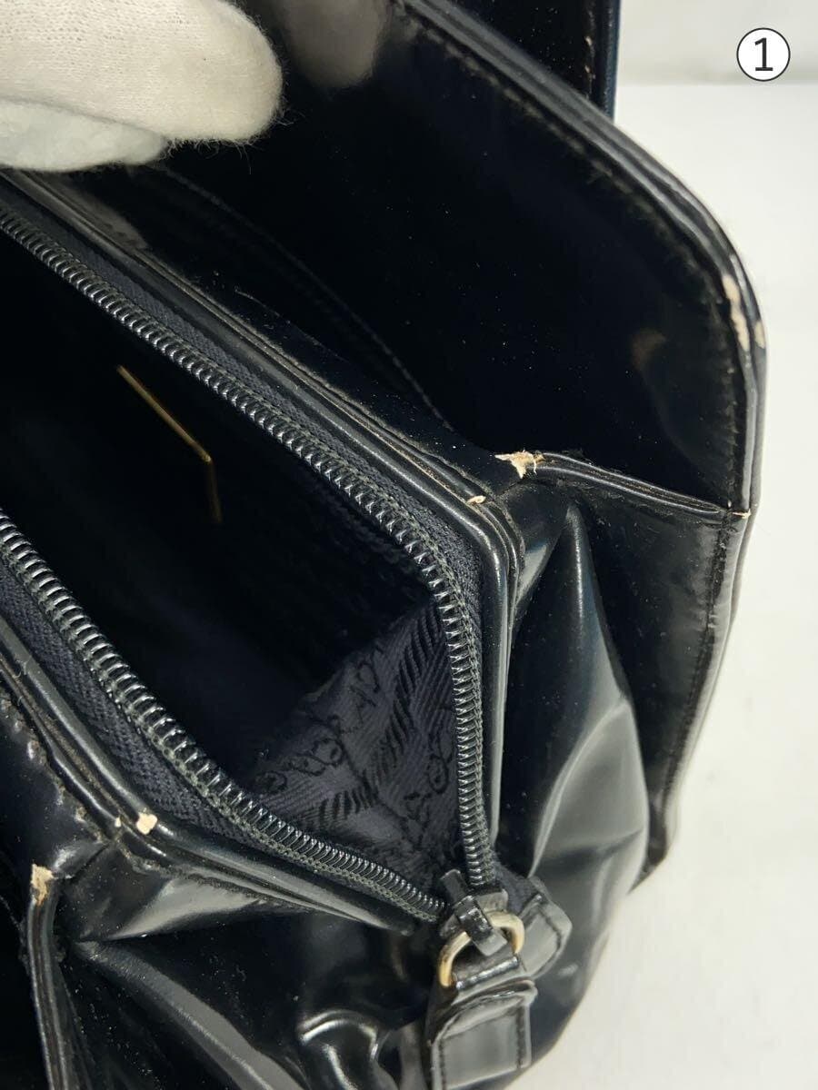 PRADA Handbag Patent Leather BLK 7