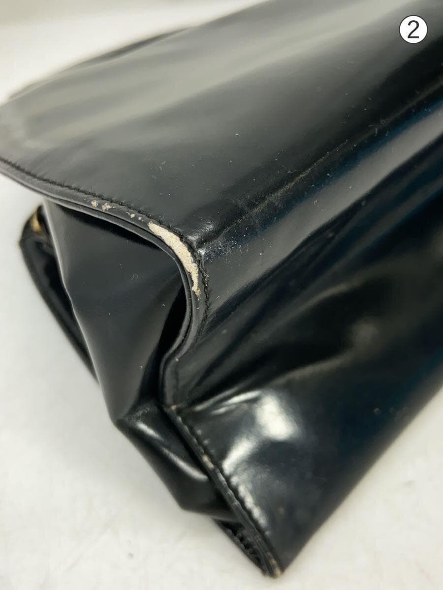 PRADA Handbag Patent Leather BLK 8