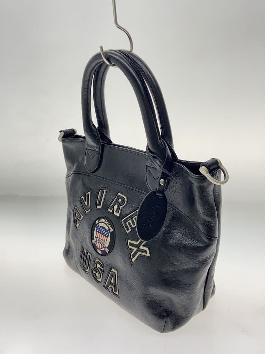 AVIREX tote bag leather black plain 2