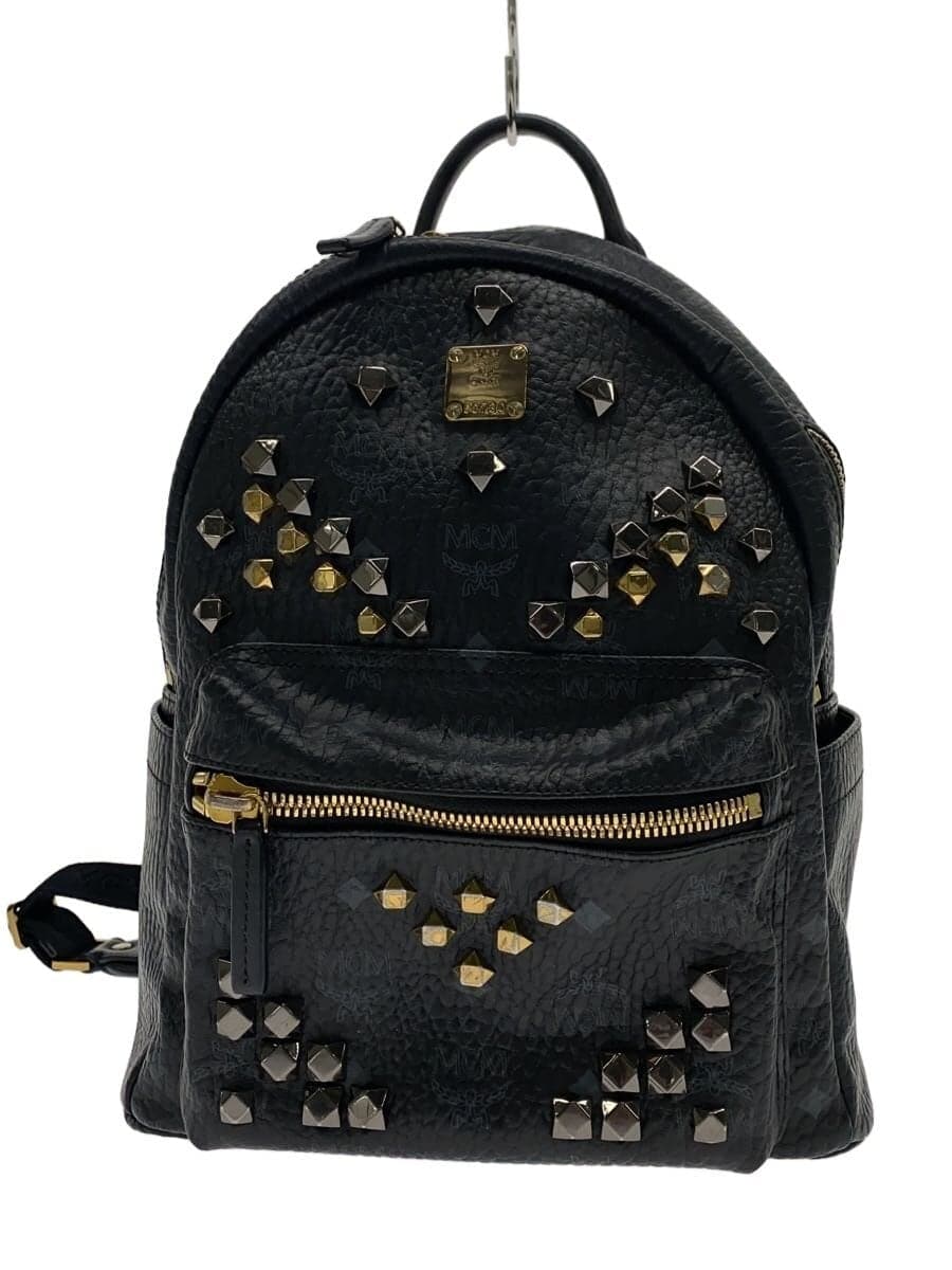 MCM Backpack Leather Black All-over pattern