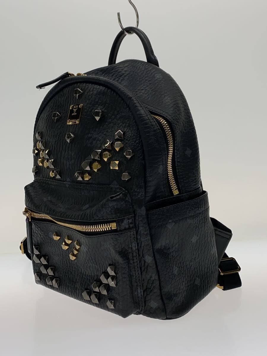 MCM Backpack Leather Black All-over pattern 2