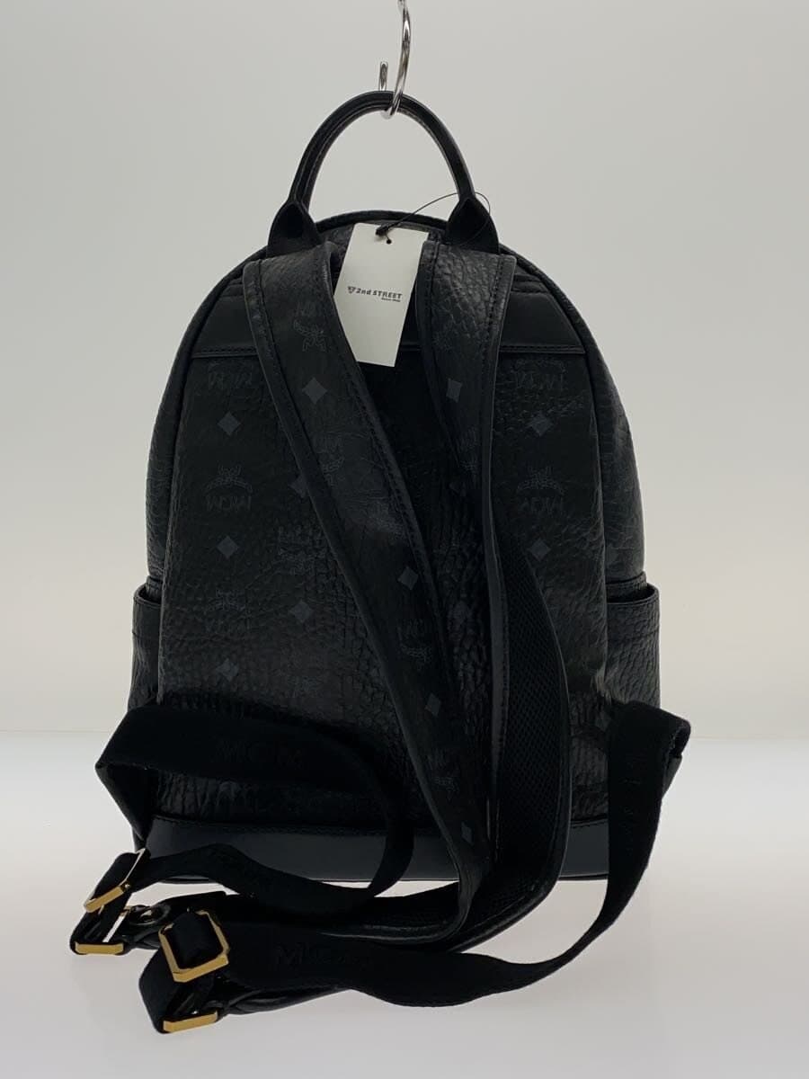 MCM Backpack Leather Black All-over pattern 3