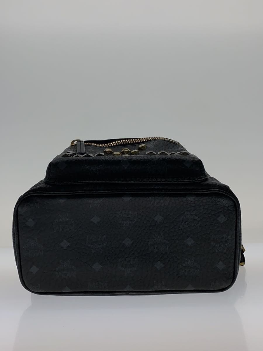 MCM Backpack Leather Black All-over pattern 4