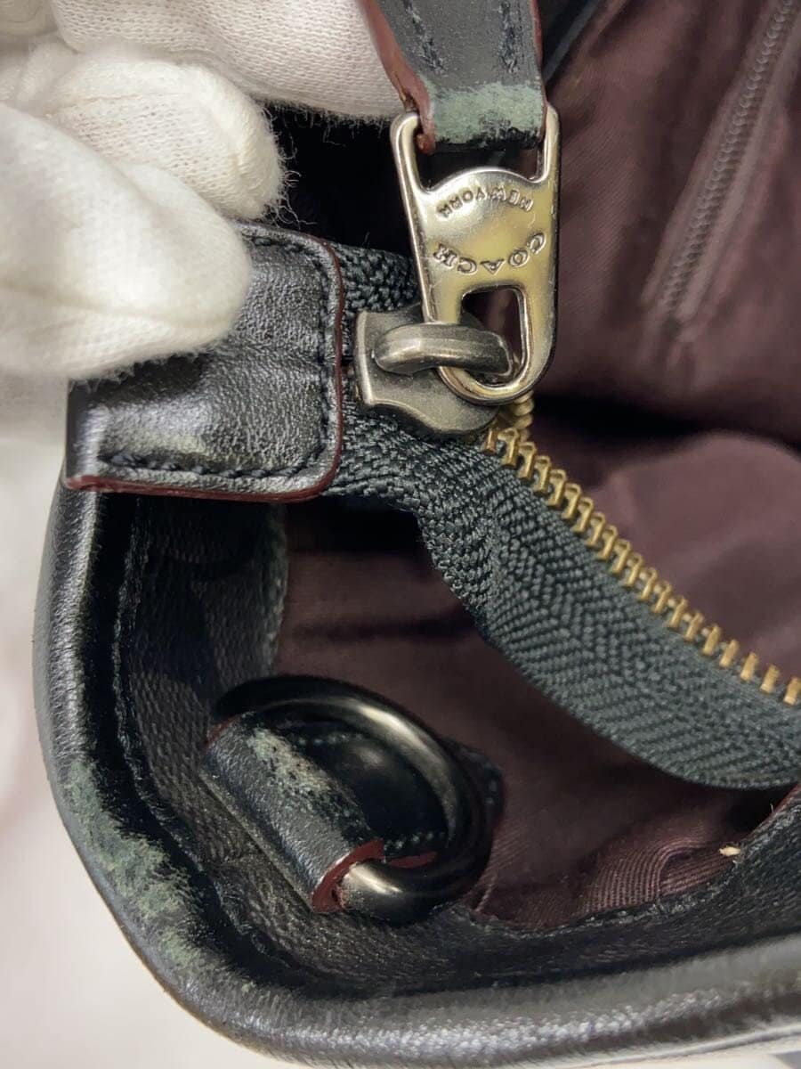 COACH Metropolitan Signature Tote Bag PVC BLK F23211 Missing shoulder strap 7