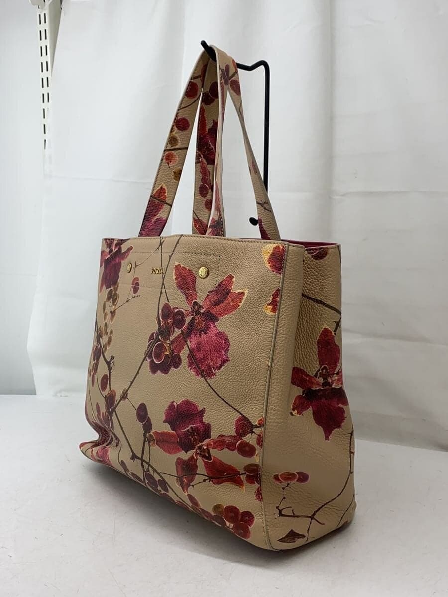 FURLA tote bag leather BRW floral pattern 200161 2