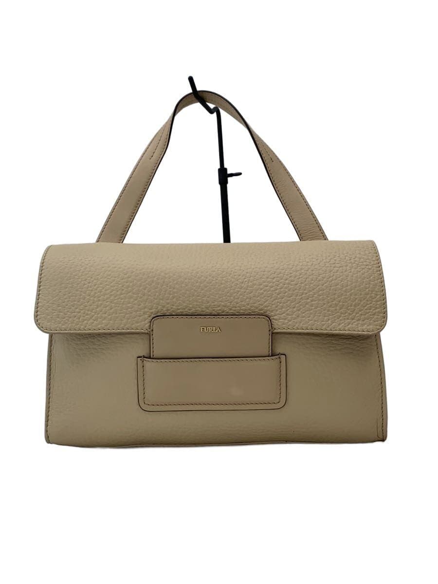 FURLA handbag leather beige plain