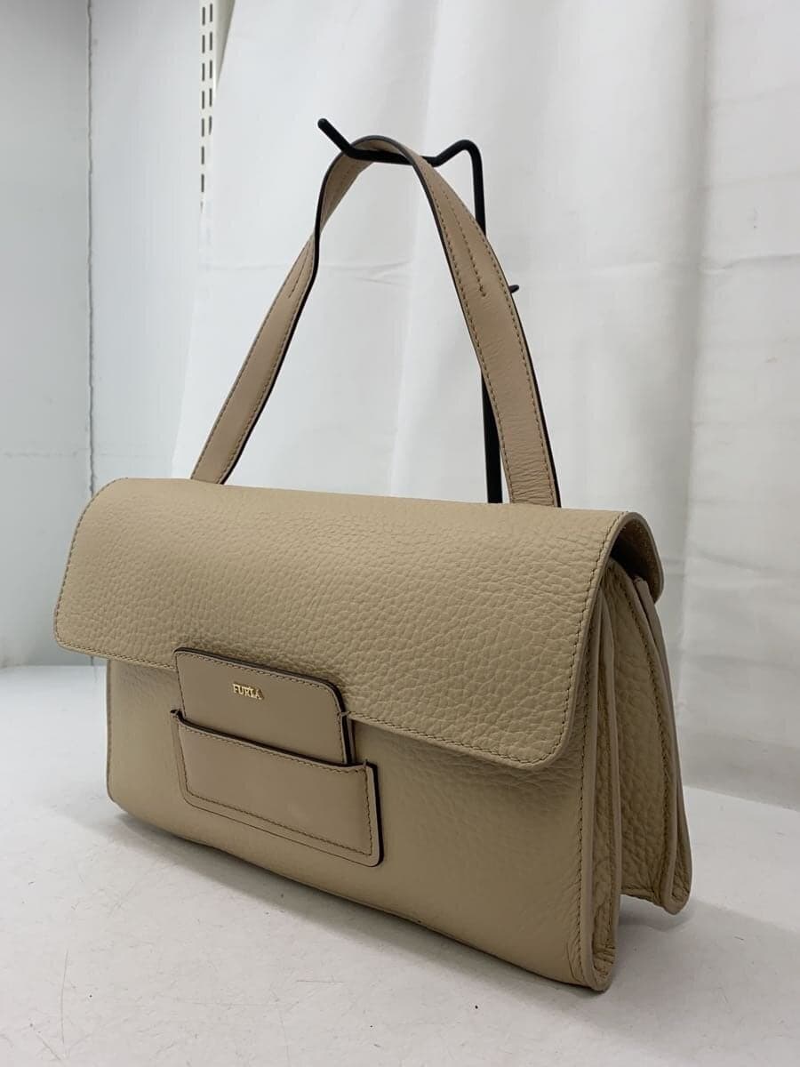 FURLA handbag leather beige plain 2