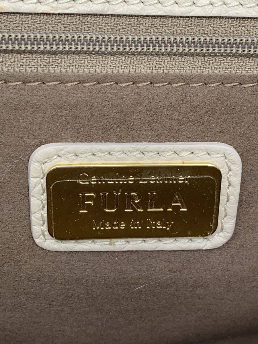FURLA handbag leather beige plain 5