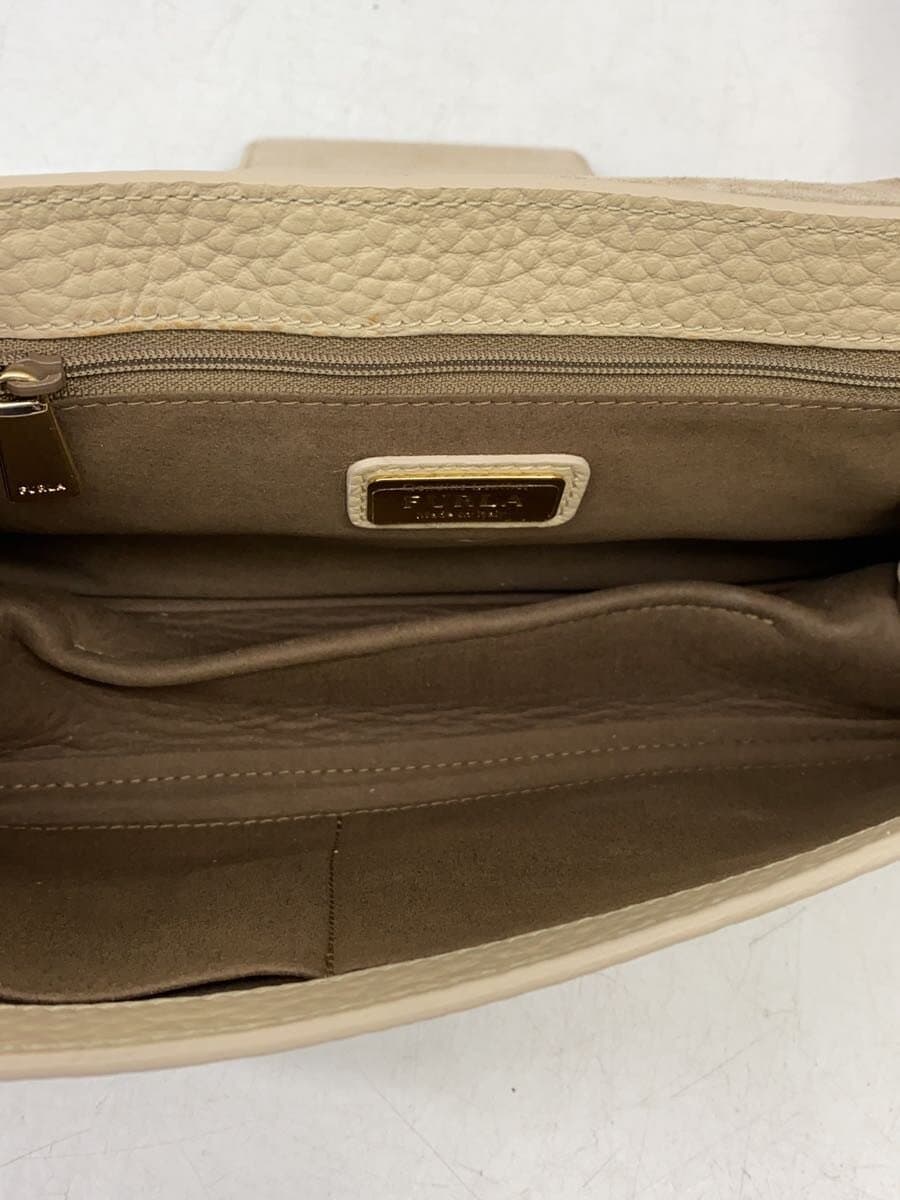 FURLA handbag leather beige plain 6