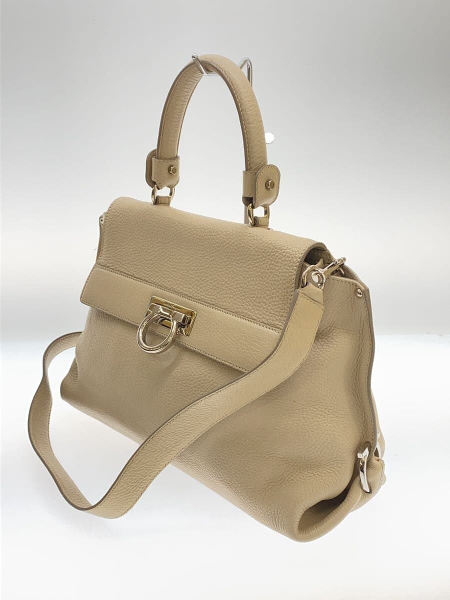 Salvatore Ferragamo Shoulder Bag BEG Gancini 2-Way Belt Partial With Blackening 2