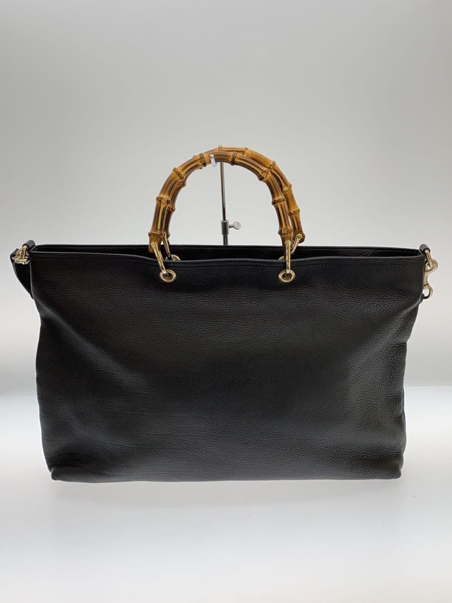 GUCCI Bamboo Shopper _Bamboo Leather BLK Corner Wear、Belt Partial Dent 3