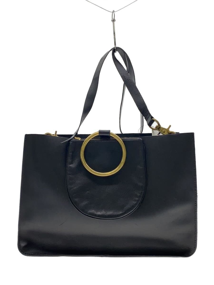 Other Brand OTAAT MYERS COLLECTIVE Shoulder Bag Leather BLK Solid RING TOTE B