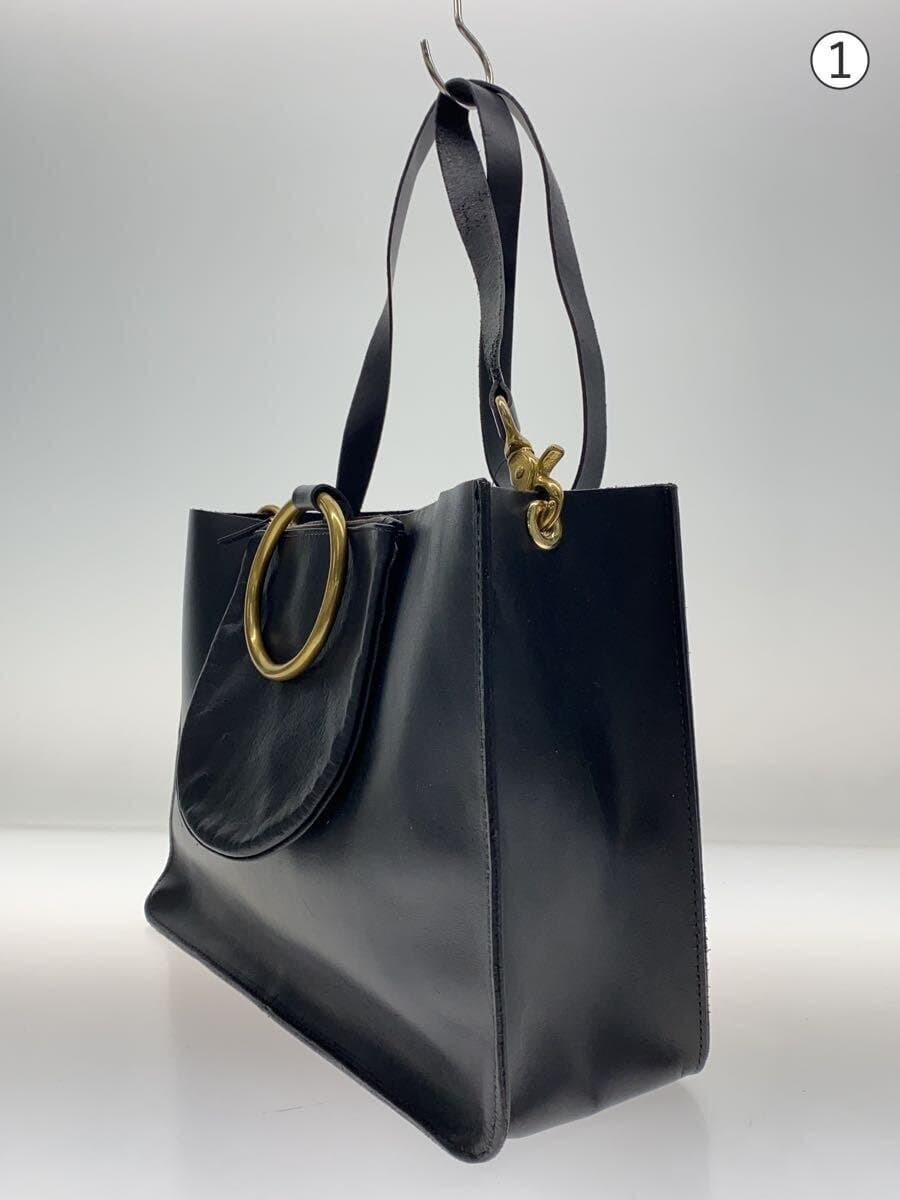 Other Brand OTAAT MYERS COLLECTIVE Shoulder Bag Leather BLK Solid RING TOTE B 2