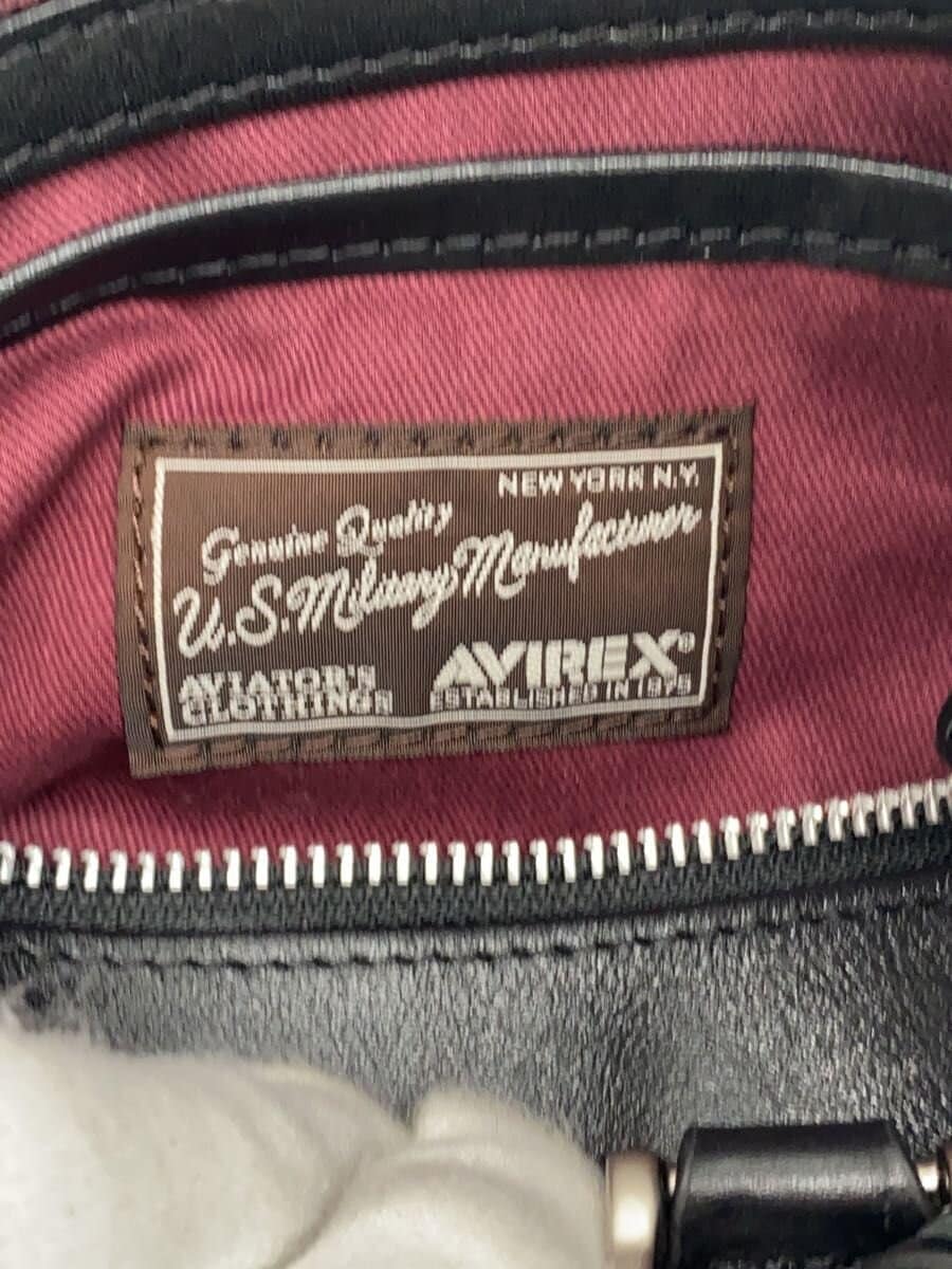 AVIREX Boston Bag Leather Black Mini Boston With Shoulder Strap 5