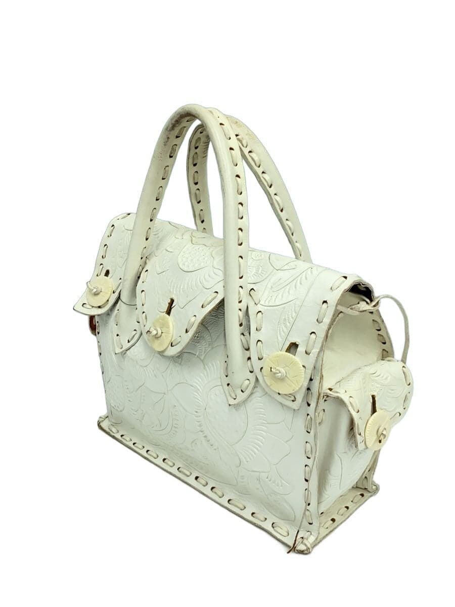 Carving Tribes Handbag Leather WHT 2