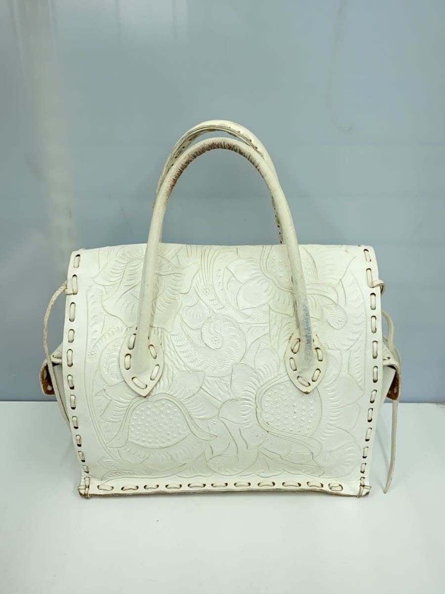 Carving Tribes Handbag Leather WHT 3