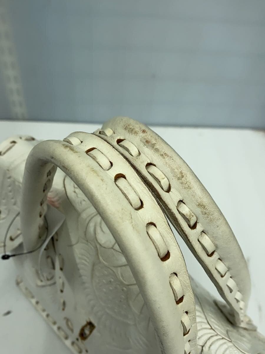 Carving Tribes Handbag Leather WHT 7